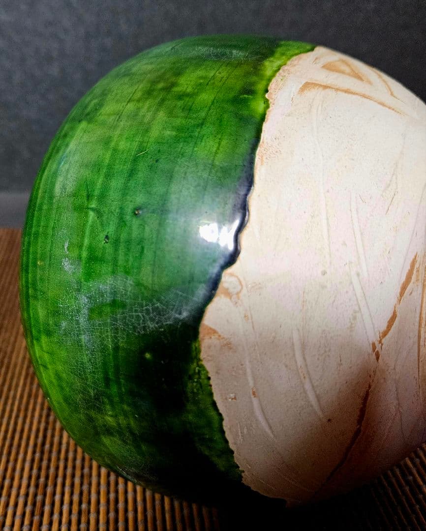 中国古美術 中国古陶磁器 中国古玩 遼時代 遼緑釉 丸壺 罐