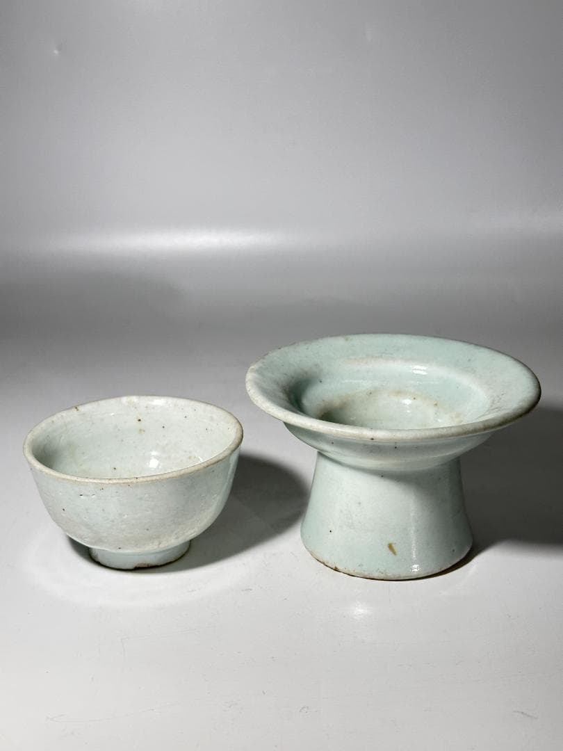 李朝　白磁　杯　茶托　古物　骨董