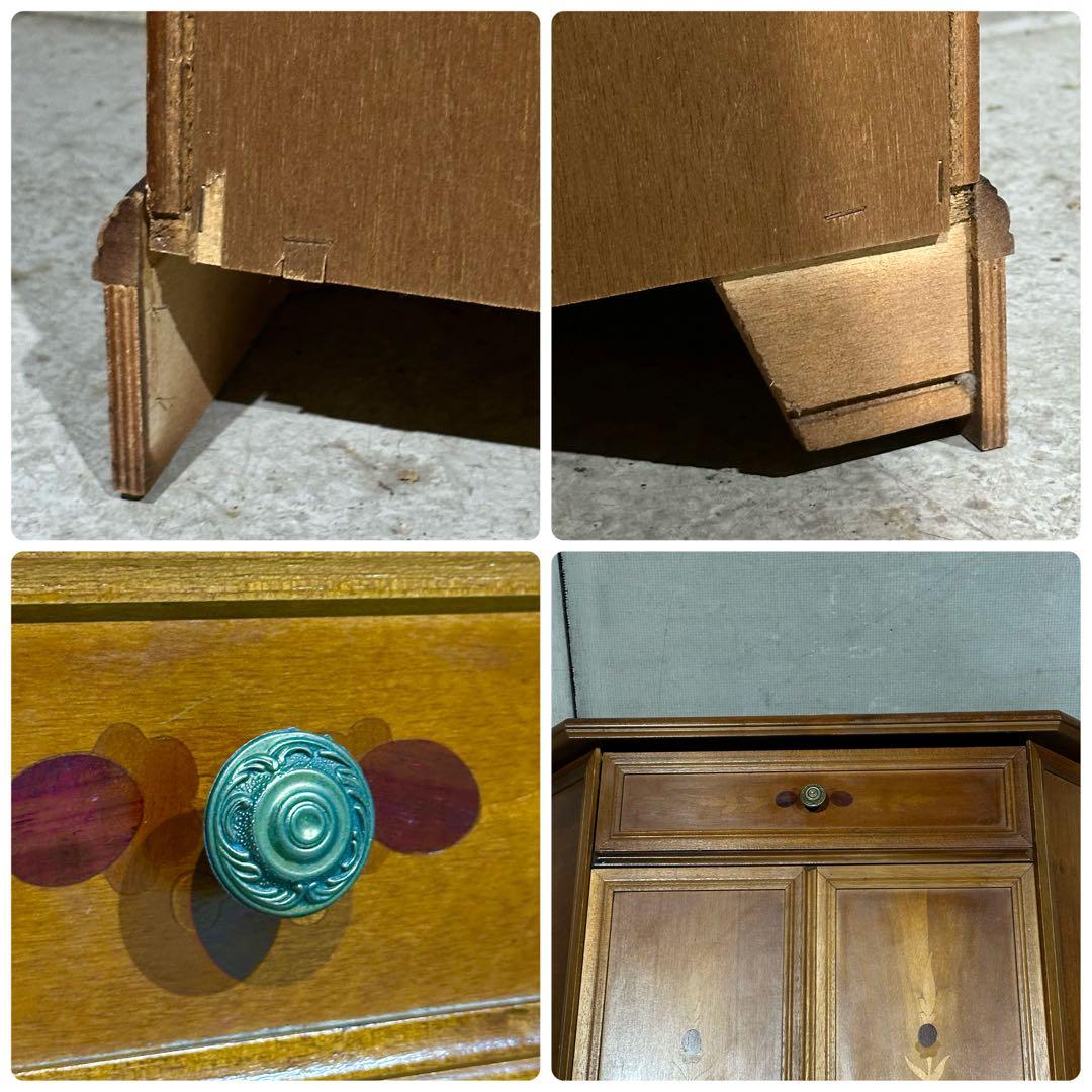 ✦アンティーク調✦象嵌 キャビネット 木製 収納棚 花台 電話台 サイド