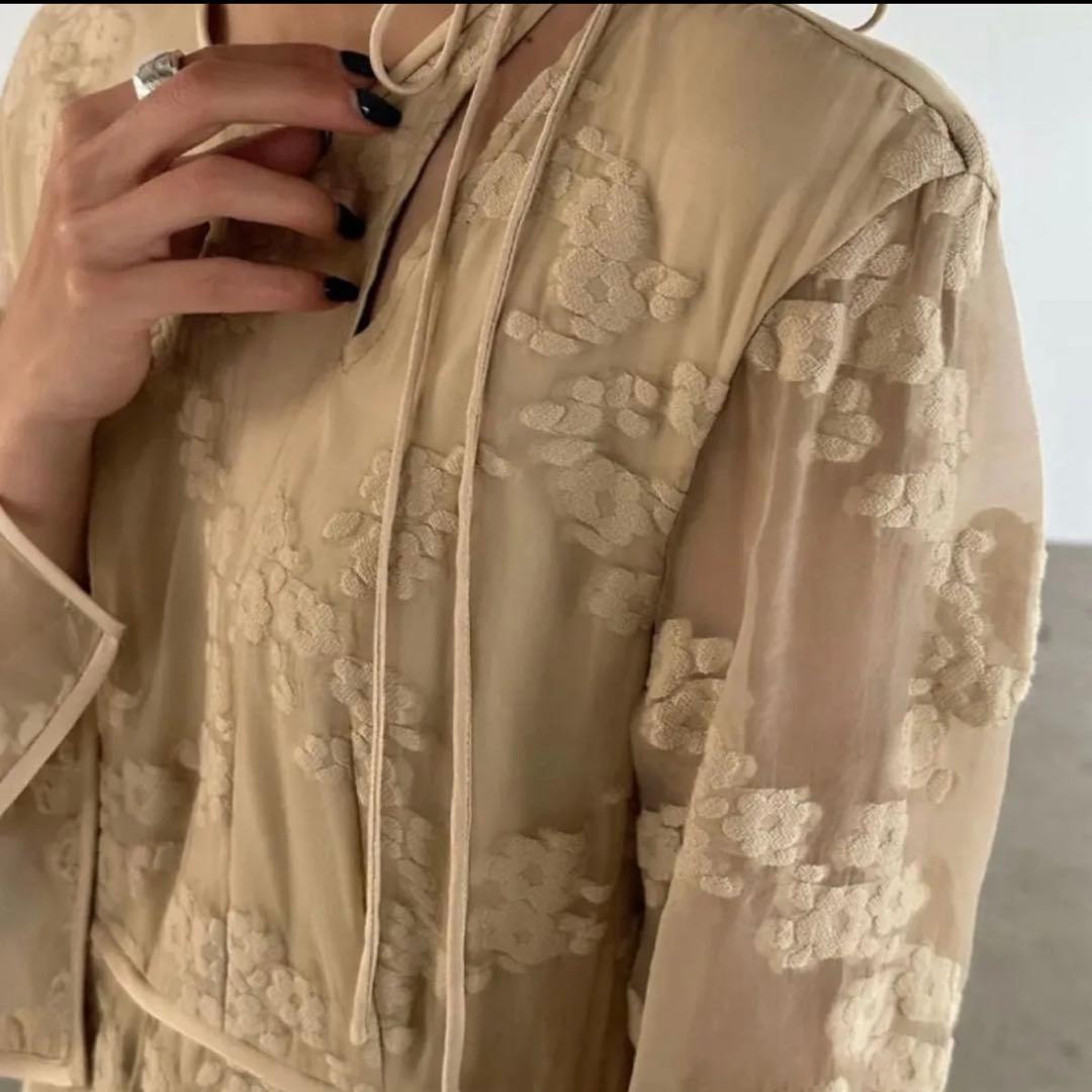 CLANE バージュフラワージャガードワンピース オケージョンドレス　クラネ