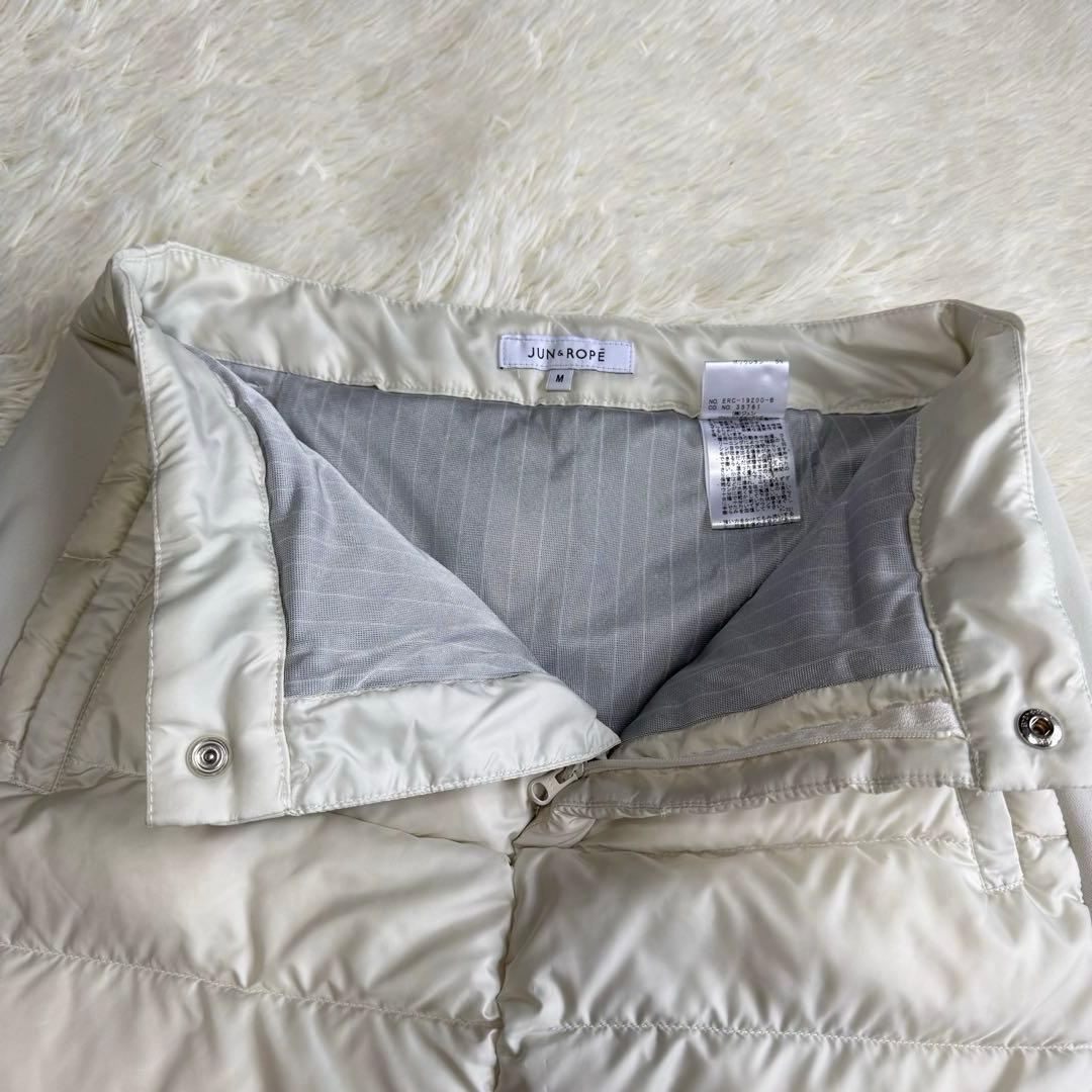 【ジュンアンドロペ】美品✨ダウンスカート アイボリー サイドロゴ Mサイズ