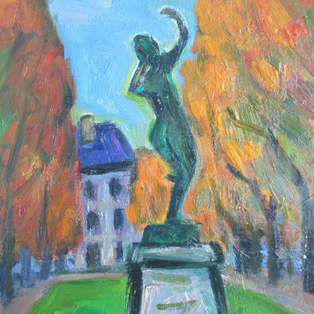 真作 田中忠雄「ルクセンブルグ秋色」F8号 神戸 北海道 宗教画 送料込