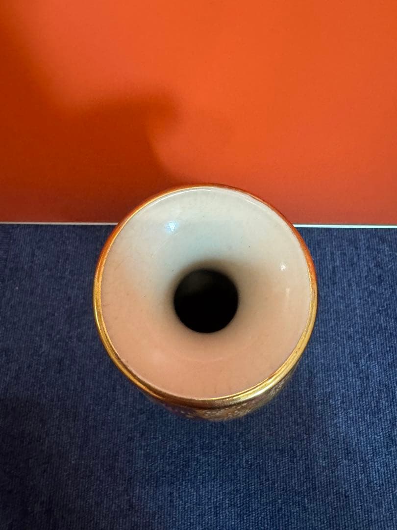 1567 九谷焼 金彩色絵 百花繚乱紋花瓶 花詰 置物