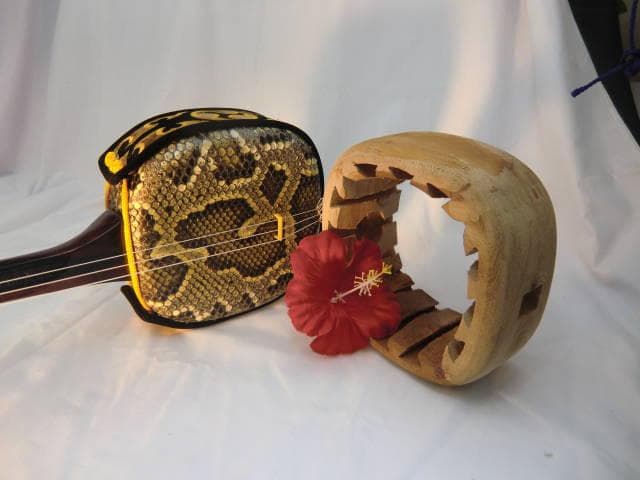 新品未使用(送料無料)79.800円　盛嶋開鐘蛇皮強化張チーガに縞黒檀棹セット