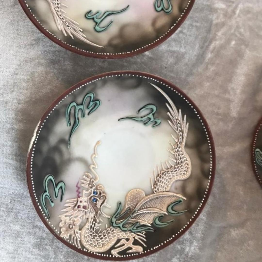 ドラゴン ティーポットセット 輸出用 松風陶器 もりあげ