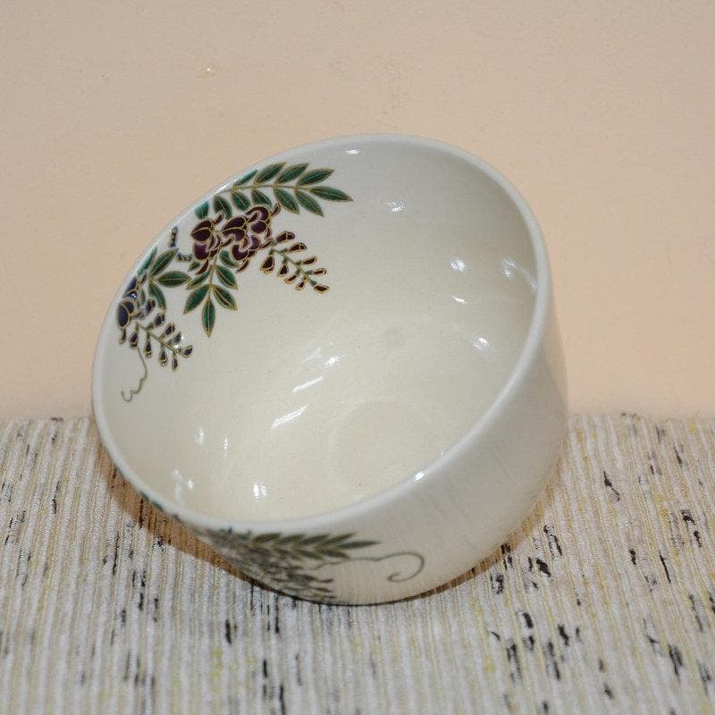 茶道具 色絵藤画茶碗 京焼 洛陶窯 相模 竜泉 美品 中古 送料