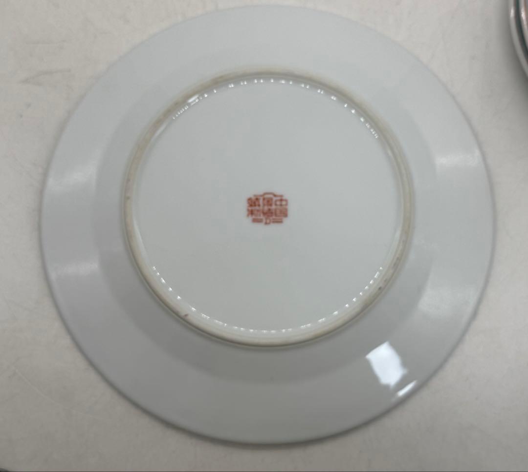 中国 1950ー1960年代 景徳鎮製 粉彩山水紋大皿小皿5点まとめ260104