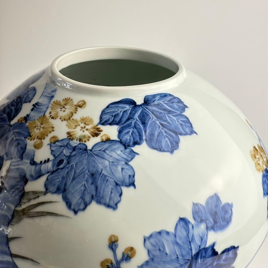 有田焼 山徳窯 染付 細密絵 大花瓶 壷 大壺 花入 花瓶