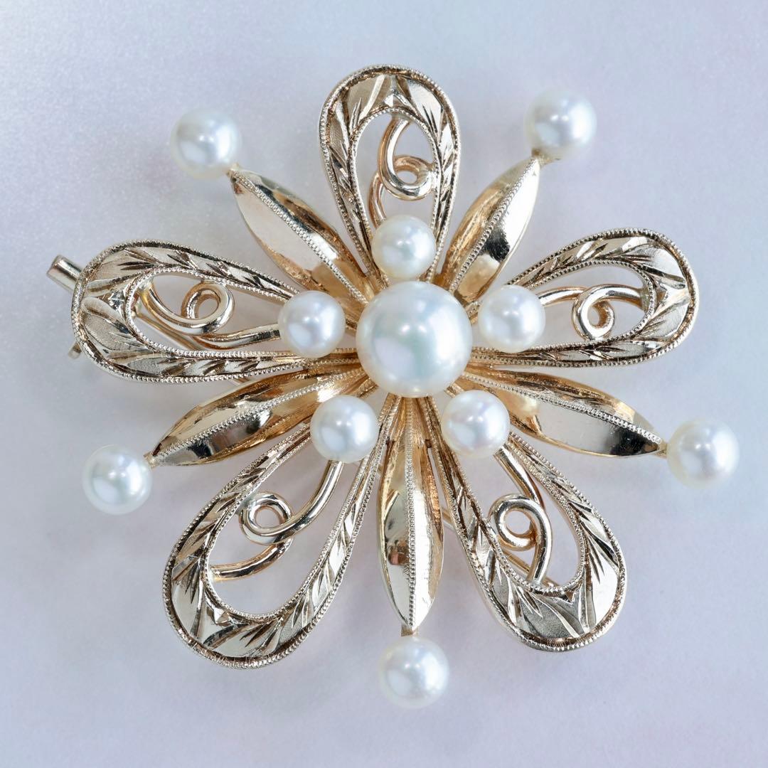 MIKIMOTO【ミキモト】 K14アコヤベビーパールブローチ(No.123273