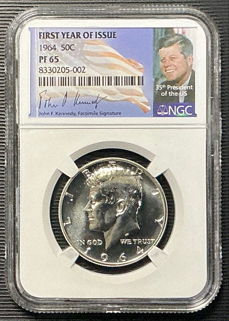 【NGC鑑定】1964年 ケネディ ハーフダラー PF65 銀貨オリジナルラベル NGC鑑定】1964年 ケネディ ハーフダラー PF65 銀貨オリジナルラベル