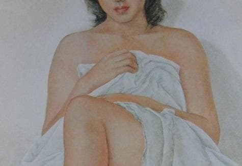 船水徳雄、【麻】、希少な額装用画集より、新品額装付、状態良好