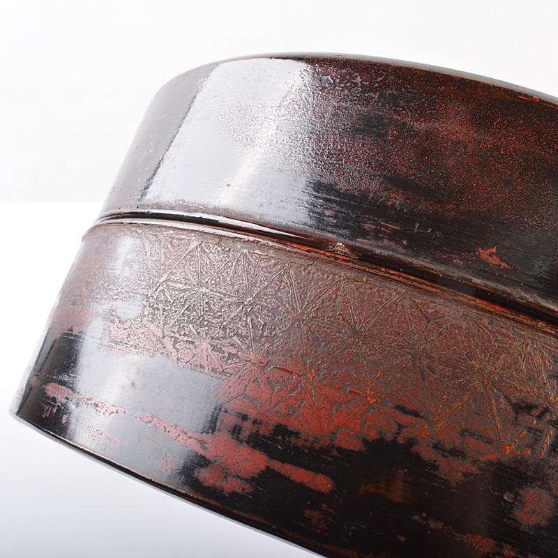 古民具　時代漆器　根来塗　食籠　菓子器　蓋物　D　R7544