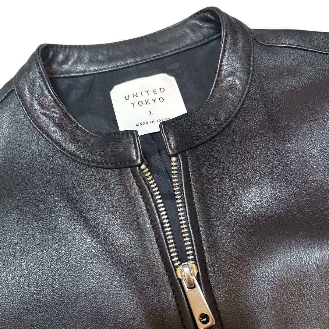 UNITED TOKYO シングルライダースジャケット ラムレザー ブラック