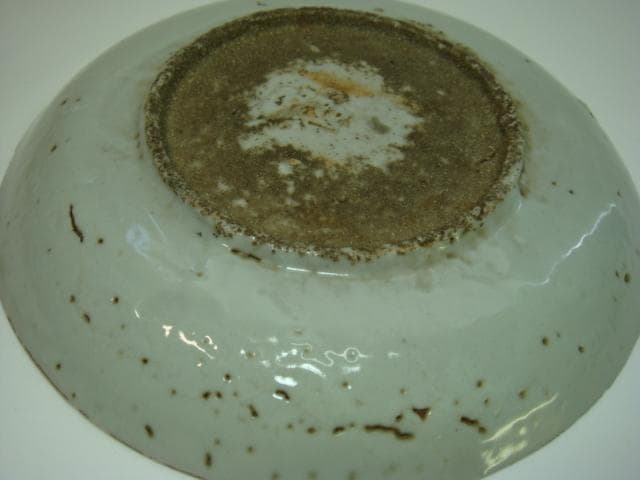 皿□古い中国染付け双龍紋中皿 砂高台 古玩 唐物 中国 古美術 時代物