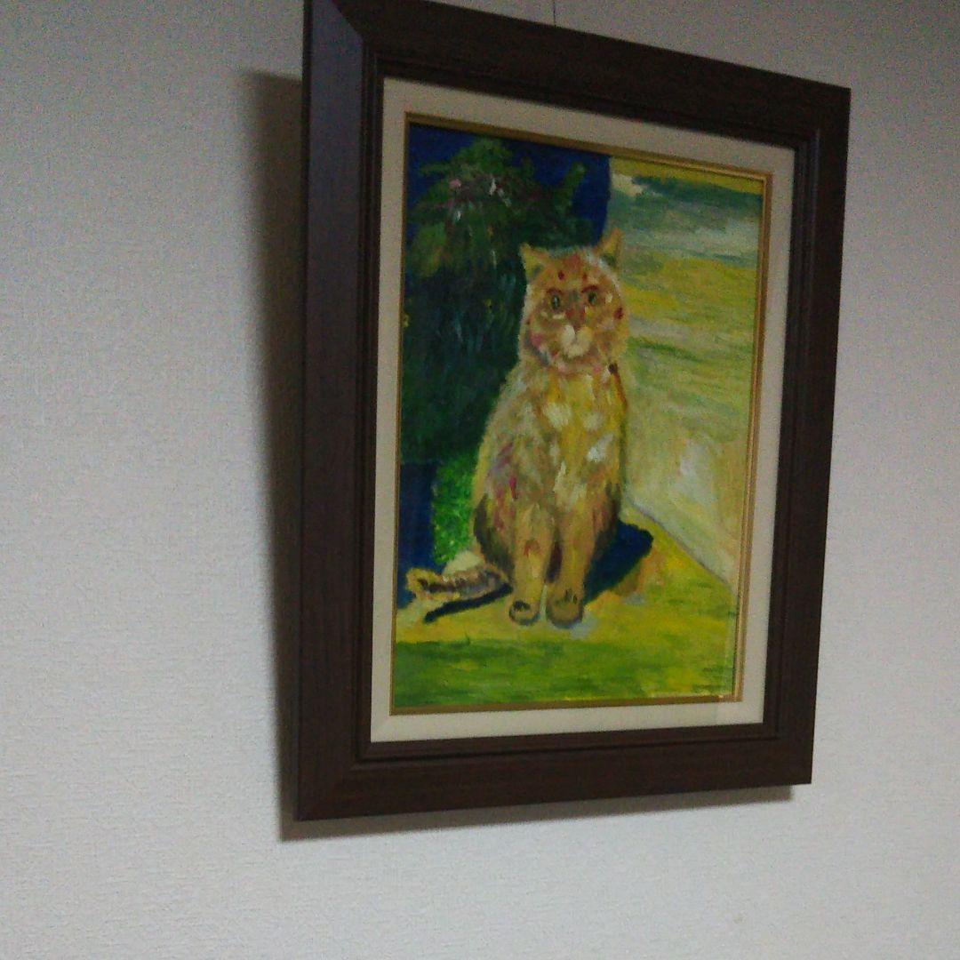 油絵   街角の猫  【送料無料】