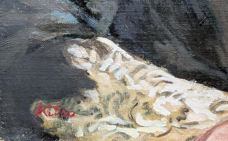 二元会常任委員審 奥野北雄 二元会総理大臣賞 油彩画 直筆 F8号 額装