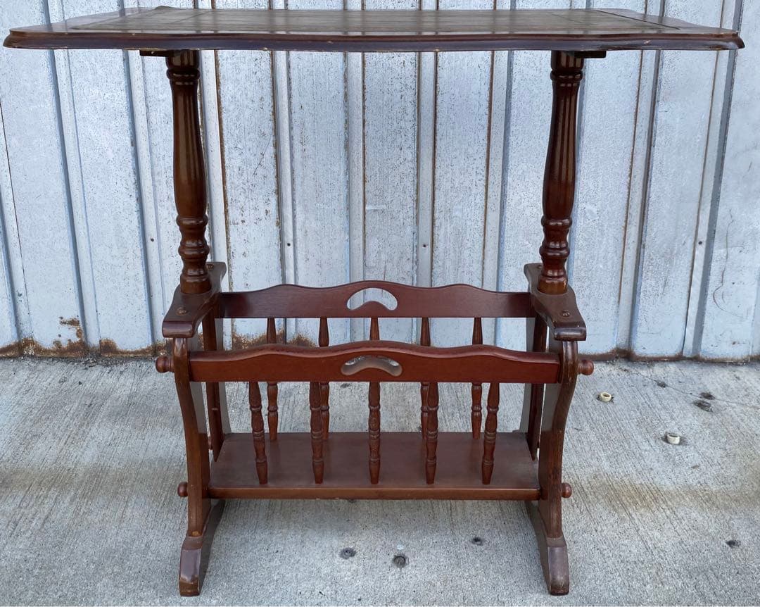 昭和レトロ マガジンラック 雑誌入れ 新聞入れ サイドテーブル 木製