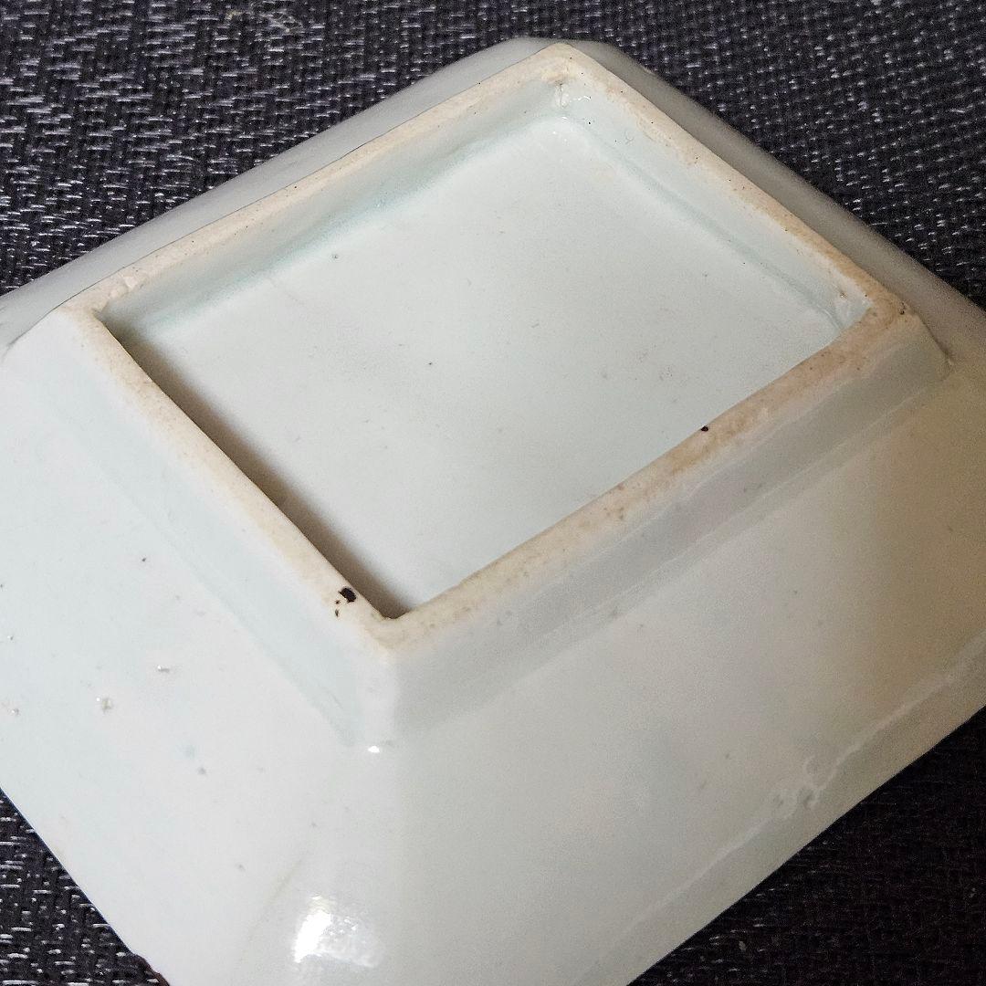 名品古伊万里❗03】江戸時代前期 藍九谷 方身代り 墨弾き技法 花