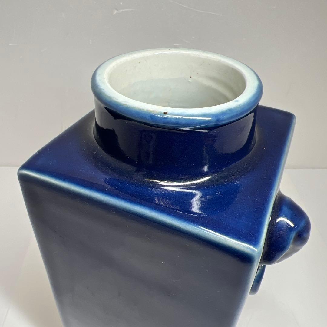 中国美術 大清康熙年製 瑠璃釉双耳花瓶 高さ約25.5㎝東Y7-0530②トヒオ