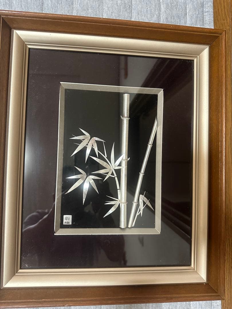 最終値下げ‼️純銀製額装　純銀竹図 竹影堂作 『 純銀製 霰湯沸』 買取価格相場｜骨董品買取 緑和堂