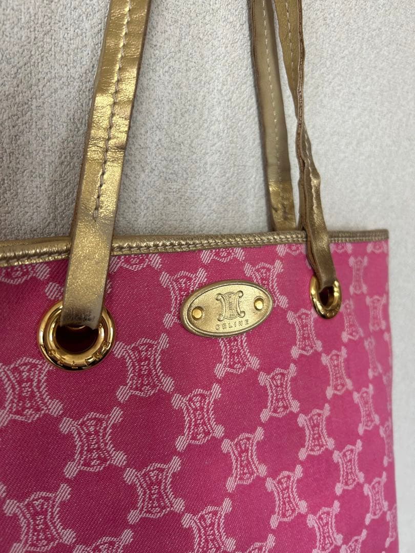 CELINE マカダム柄 ピンクトートバッグ