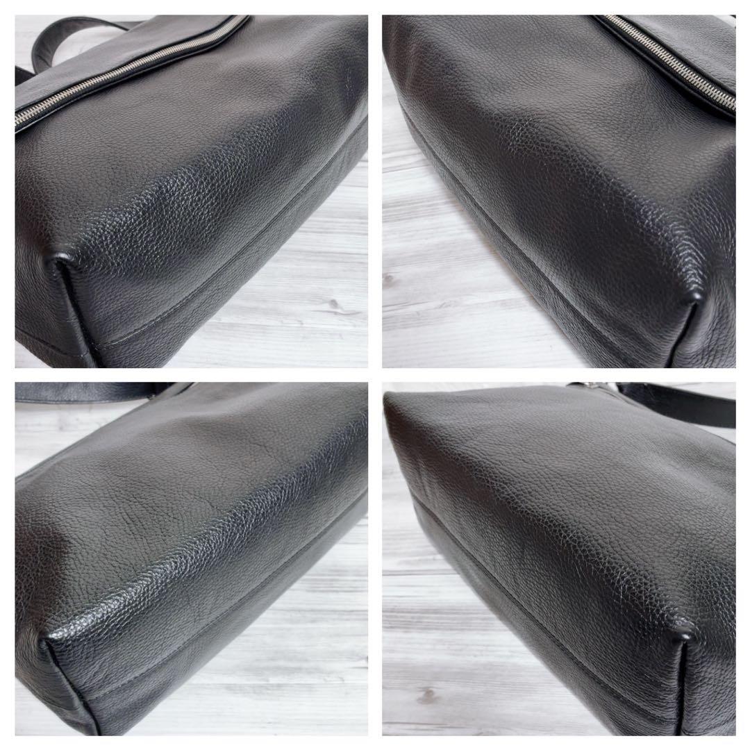 【ステファノマーノ】 ショルダーバッグ レザー 黒 イタリア 肩がけ シボ革