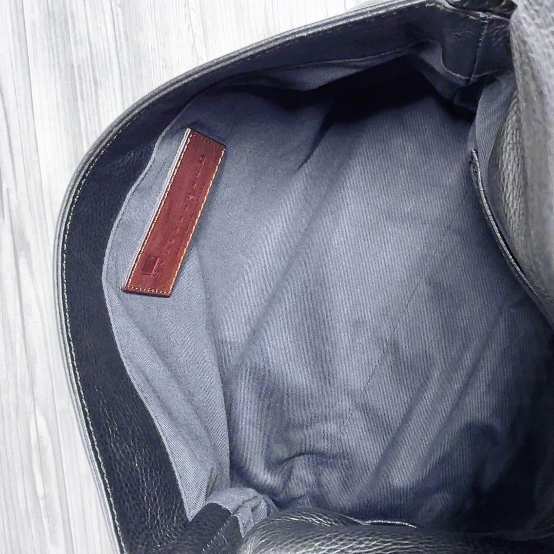 【ステファノマーノ】 ショルダーバッグ レザー 黒 イタリア 肩がけ シボ革