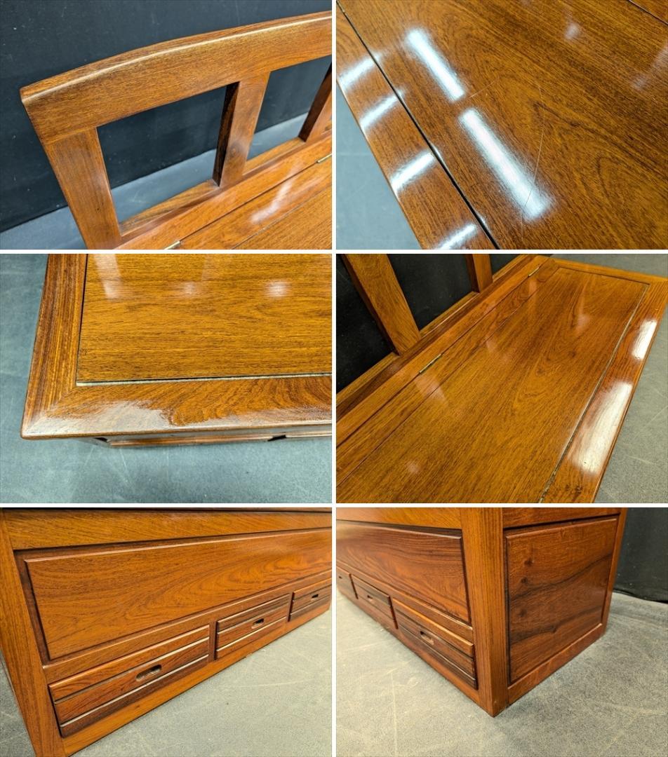 無垢　重厚　4点　囲炉裏ダイニング　食卓　火鉢　座卓　椅子　収納付き　ベンチ