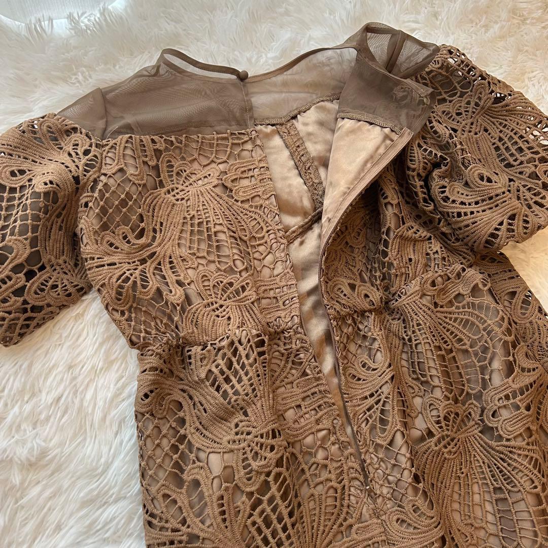 Callarus 結婚式 お呼ばれドレス ケミカルレース Lサイズ ボリューム袖