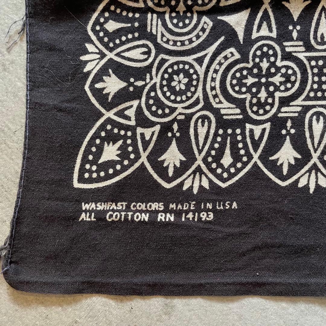レア　60s アイアンクロス　ブラック　バンダナ　USA製　ビンテージ