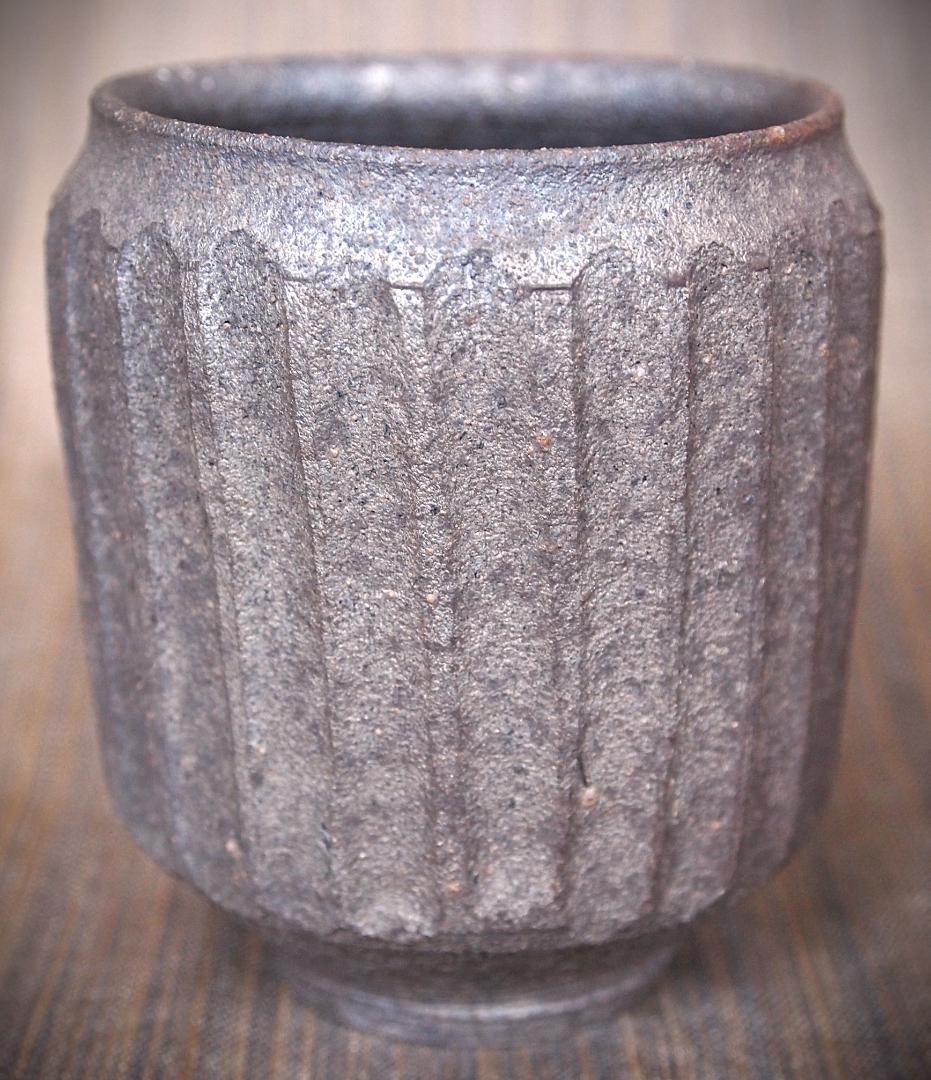 希少作★中里隆★焼き締めしのぎ文湯のみ★栞