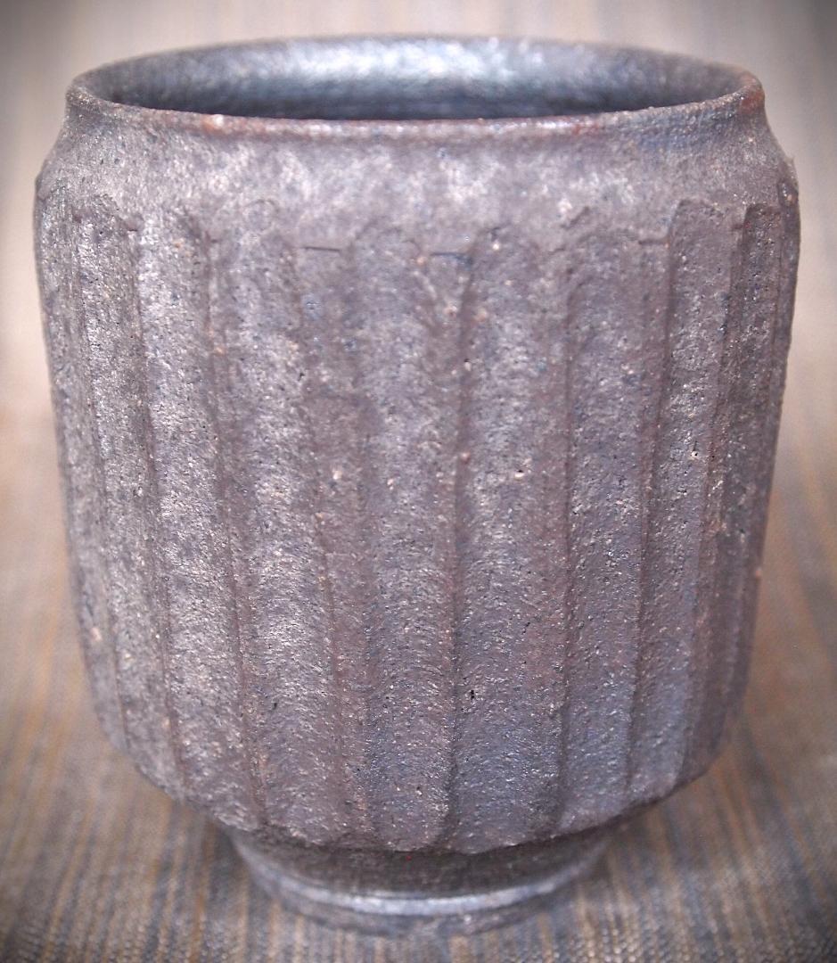 希少作★中里隆★焼き締めしのぎ文湯のみ★栞