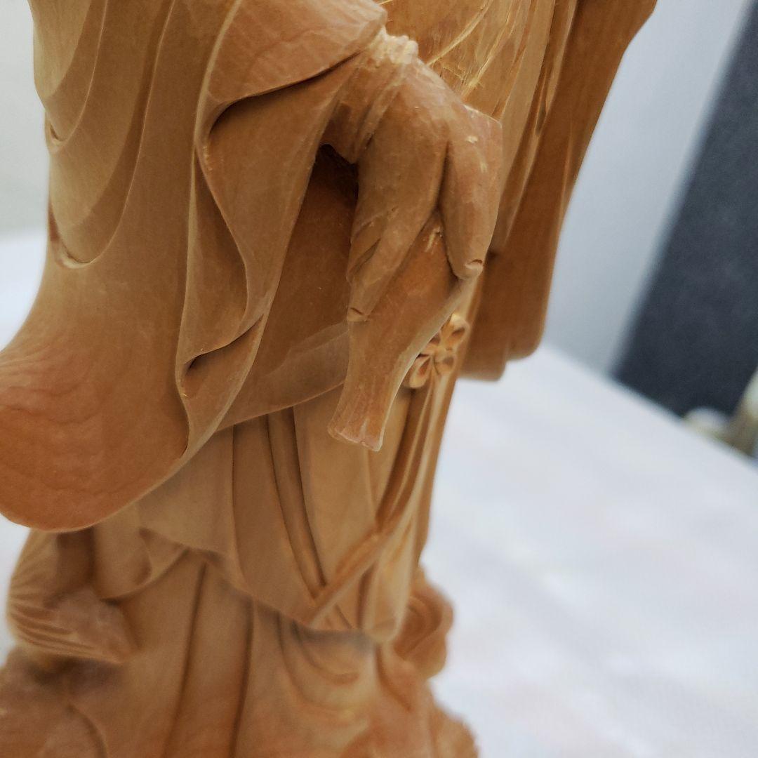 Bフライデー 蔵出し特価仏像☆桧材 滴水観音菩薩像☆高さ：約30cm