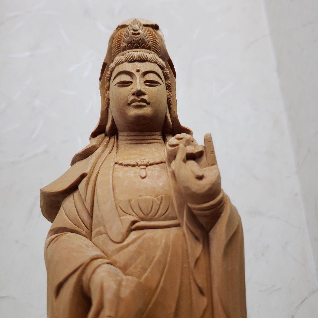 Bフライデー 蔵出し特価仏像☆桧材 滴水観音菩薩像☆高さ：約30cm