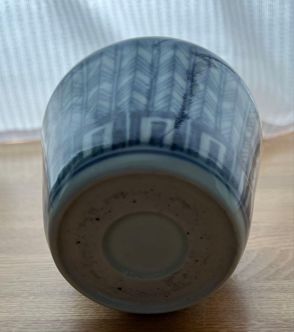 蕎麦猪口　古伊万里　矢羽根　染付　そば猪口　江戸時代　アンティーク　骨董　食器