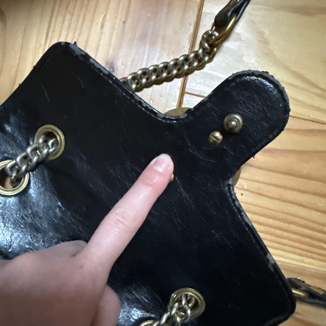 Gucci ブラック レザー ショルダーバッグ