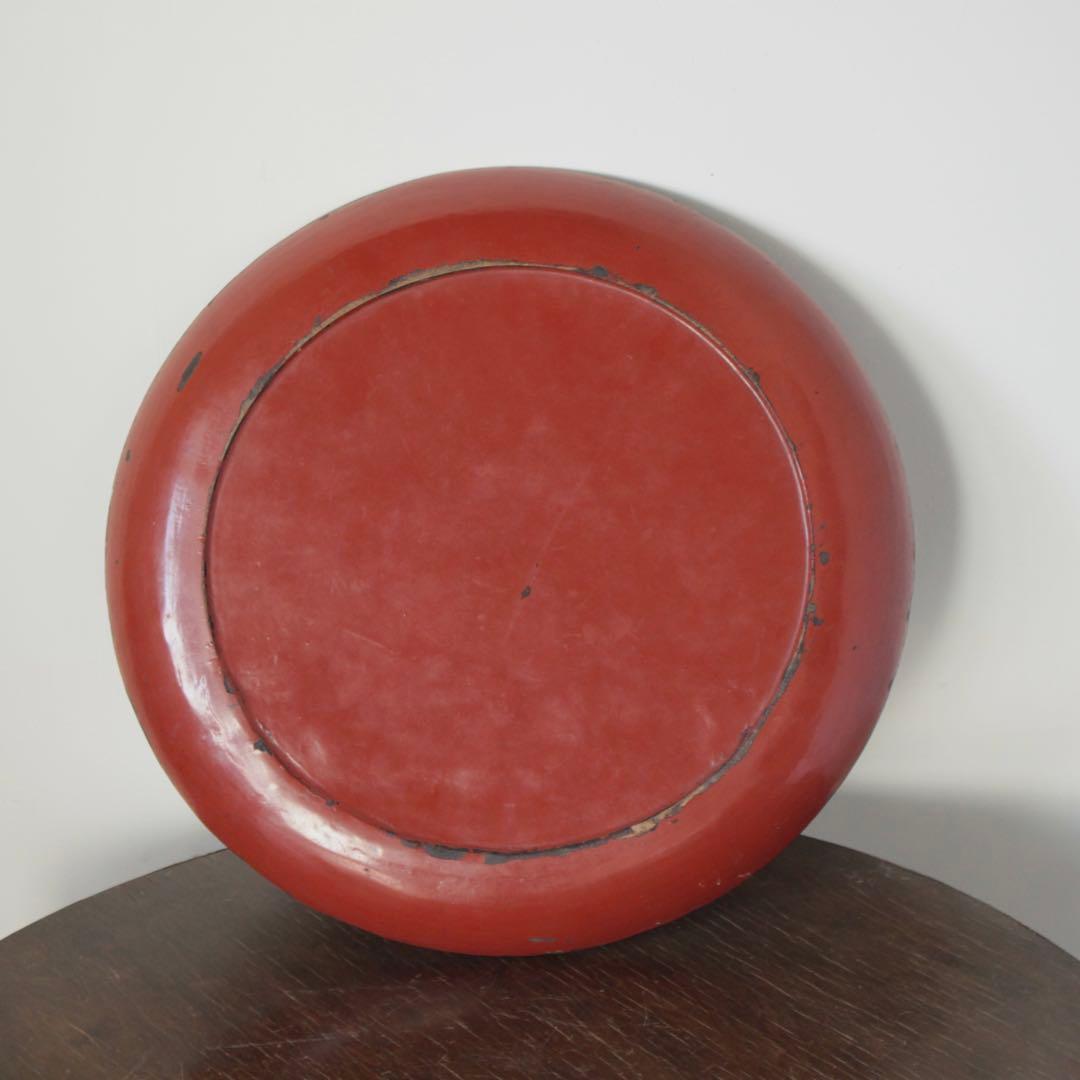 朱塗り 丸盆 幕末明治頃 古道具 アンティーク