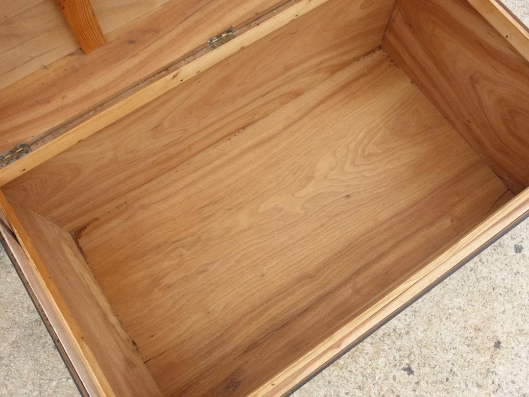 K▽木箱 宝箱 船舶 トランクケース 古道具 収納 (38706)