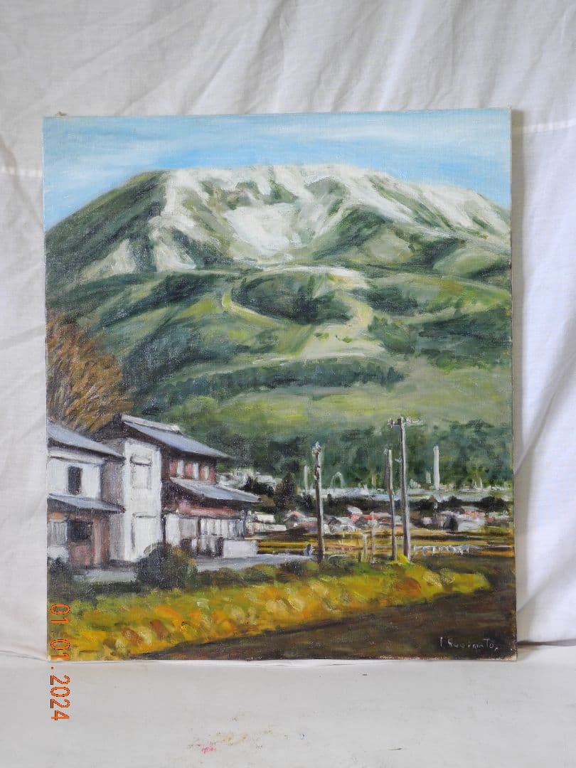 油絵冠雪伊吹山