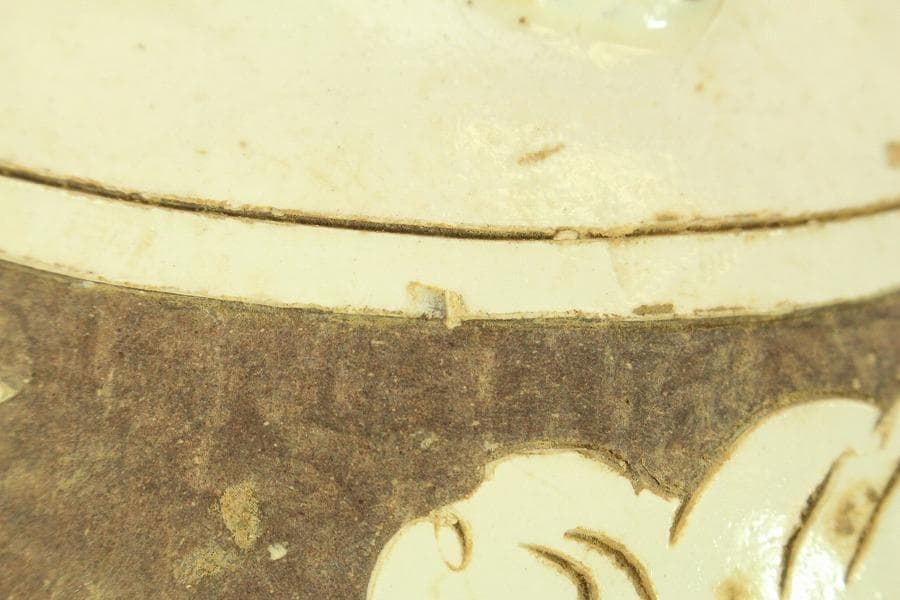 中国美術 磁州窯 十世紀後半 白磁掻落鳳紋水注 瓶 高23cm (LC248)