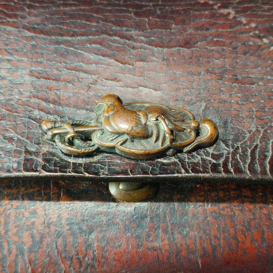 銀製煙管 網代筒 本革タバコ入れ 古銅細工金具 明治ガラス緒締玉 コレクター放出