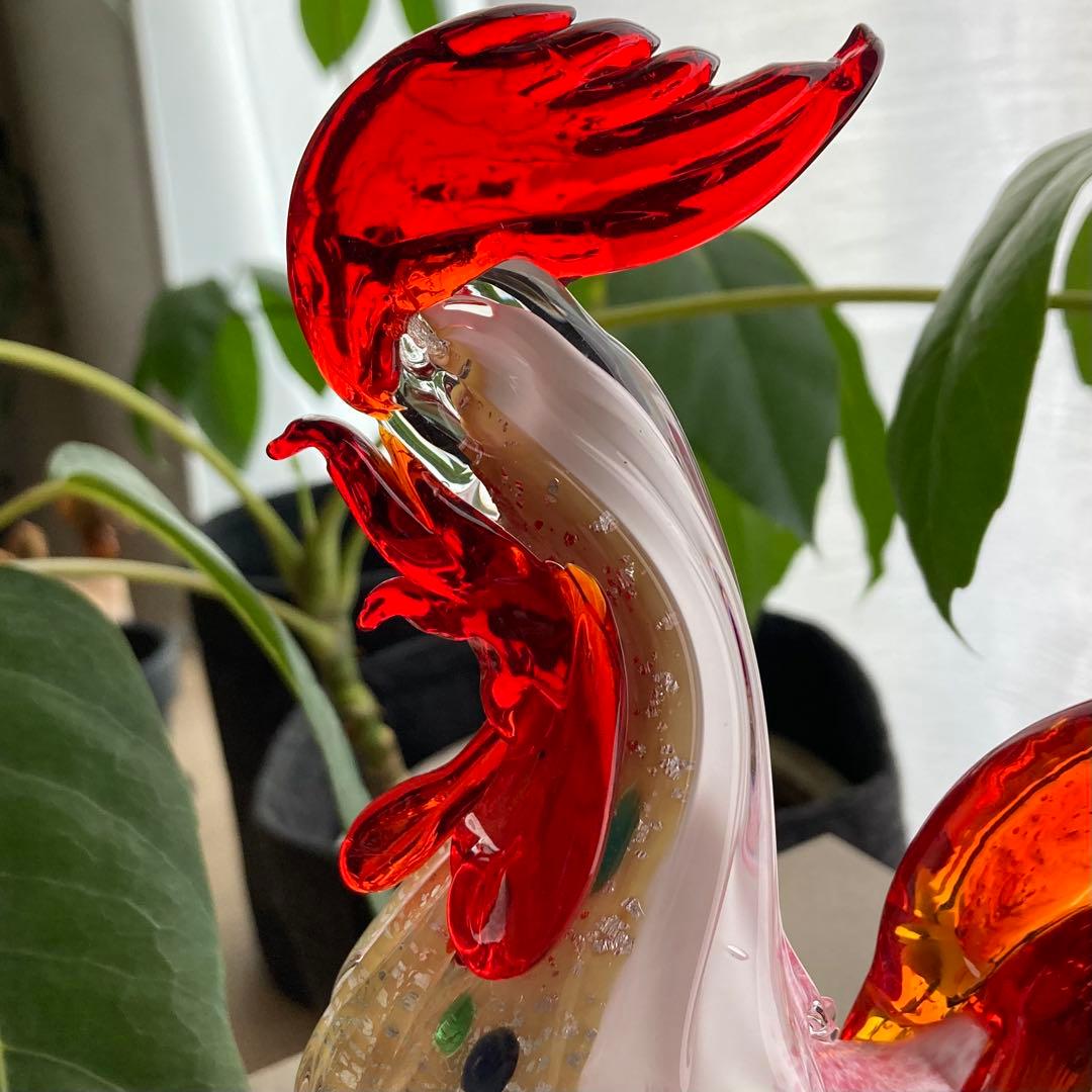 ムラノグラス 鶏 にわとり MURANO ムラーノ ヴェネツィア ガラス細工