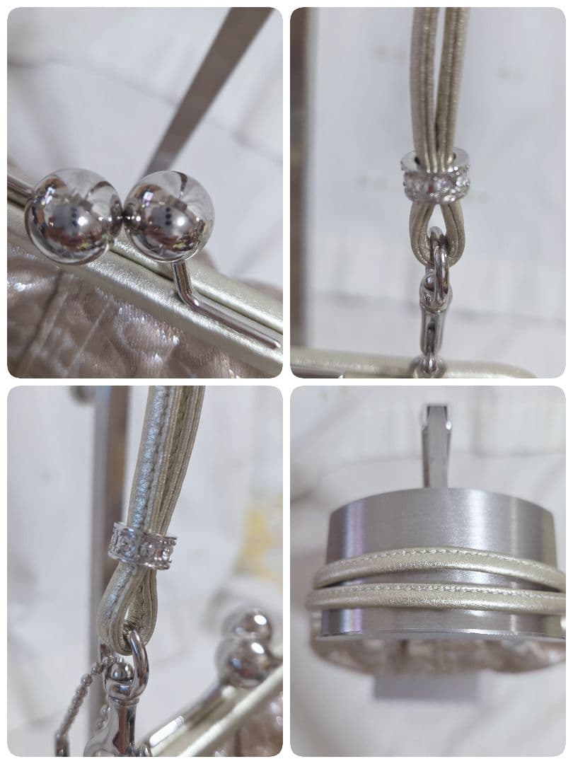 コーチ がま口バッグ シグネチャー ベージュ ゴールド　パーティーバック