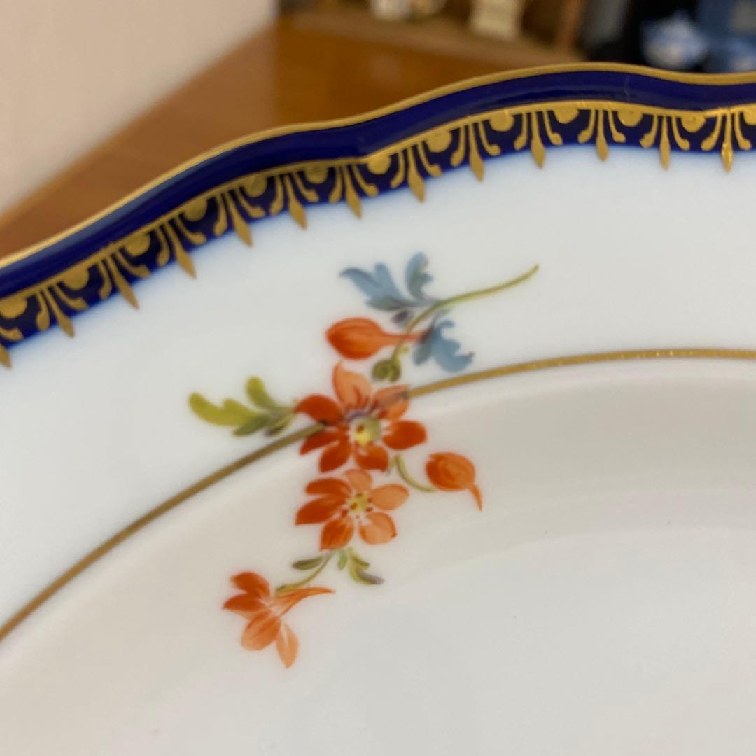 マイセン Aカンテ ベーシックフラワー プレート 21cmコバルトブルー 一級品