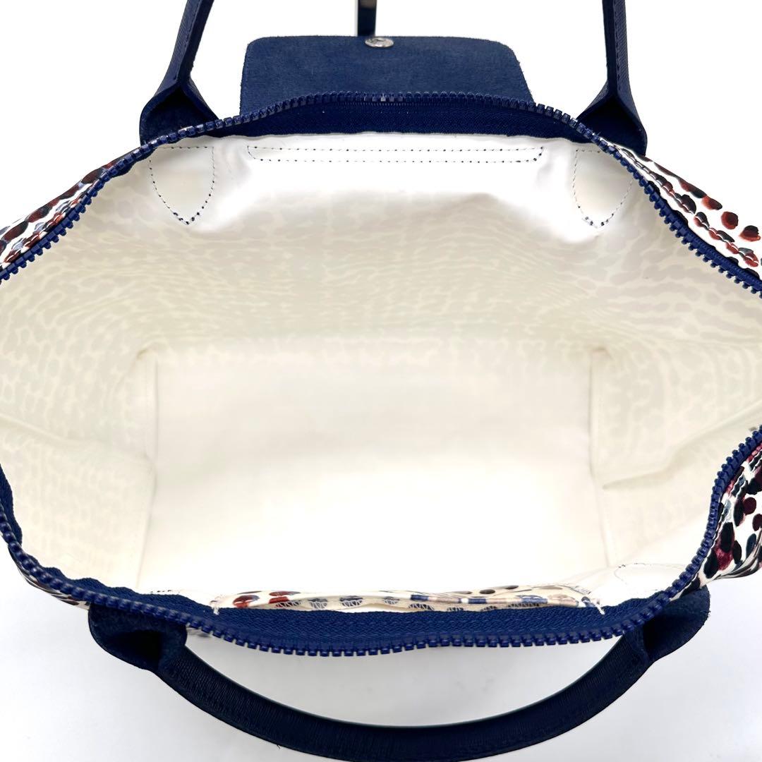 【美品】ロンシャン ル•プリアージュ M ショルダーバッグ2way ネイビー系