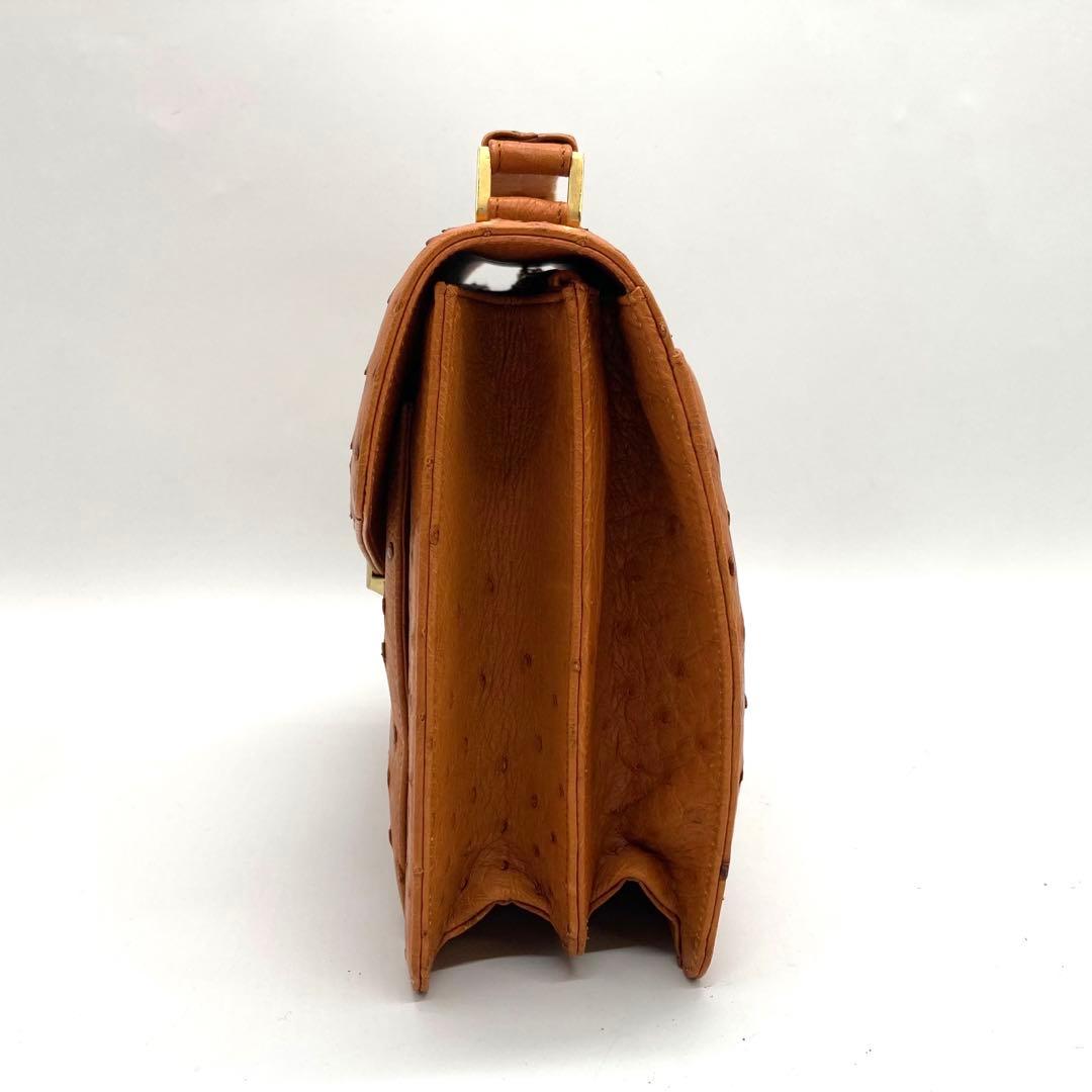 未使用品✨オーストリッチ ハンドバッグ ダイヤル式 フォーマル トップハンドル