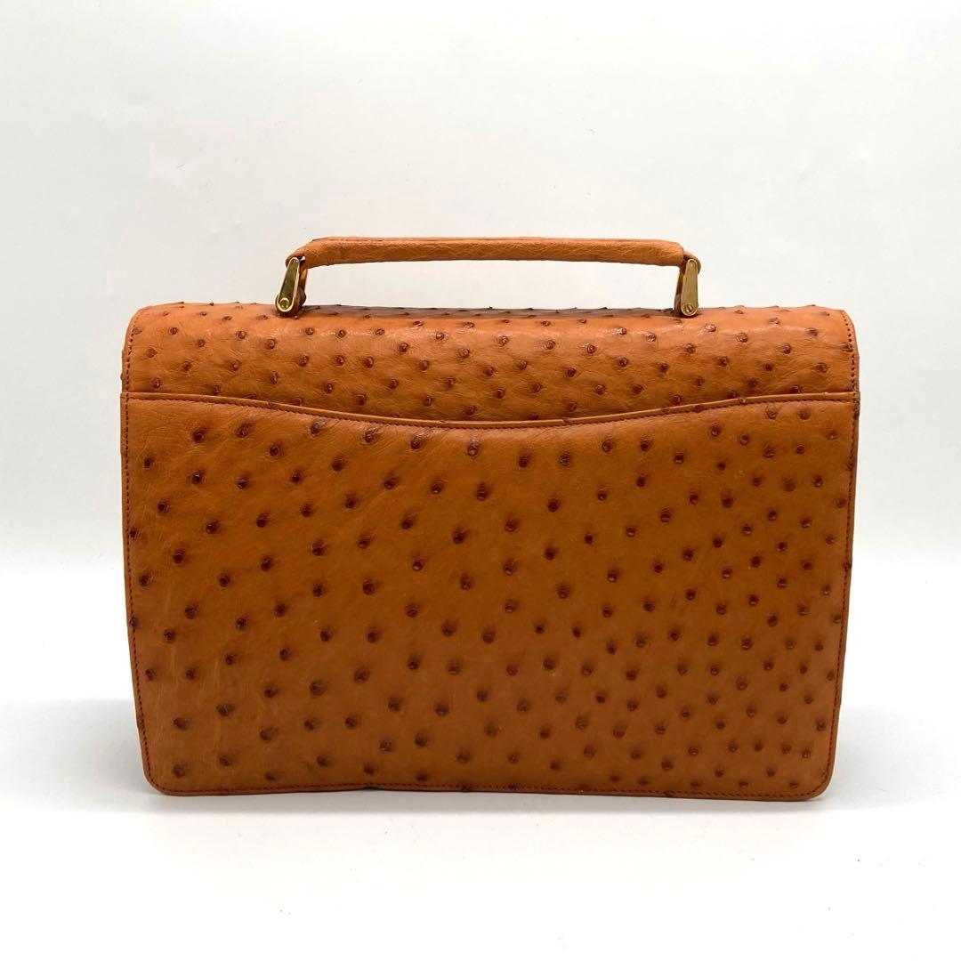 未使用品✨オーストリッチ ハンドバッグ ダイヤル式 フォーマル トップハンドル