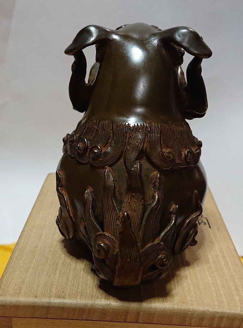 作家物金工師高橋阿子作蝋形鋳銅獅子伏香炉未使用品☆4月31日迄御値引き販売中☆