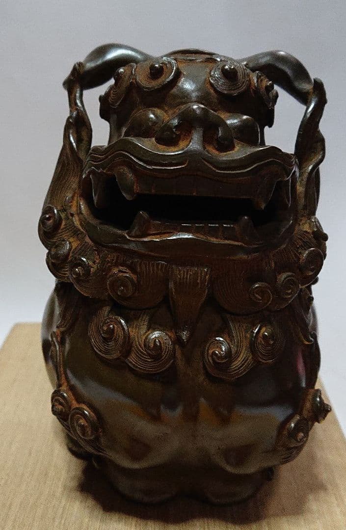 作家物金工師高橋阿子作蝋形鋳銅獅子伏香炉未使用品☆4月31日迄御値引き販売中☆