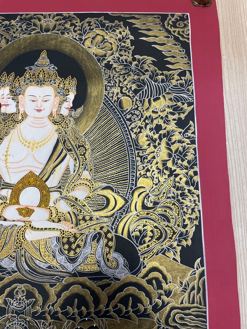 《 チベット密教　1点物 》 手描き　曼荼羅　大日如来　秘仏　至宝　仏教　密教